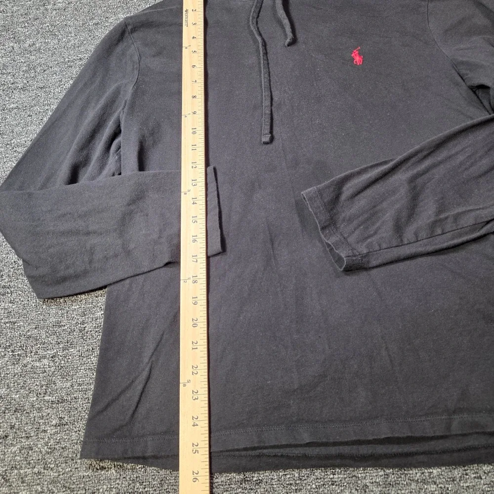 Polo Ralph Lauren Hooded T Shirt Mens Medium Black Red Pony Logo Casual Preppy‎
